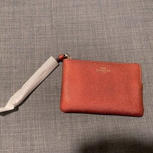 Red Coach Corner Zip Wristlet